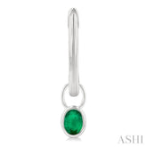 5x3 MM Bezel Set Oval Cut Emerald Precious Fashion Huggie Earrings in 14K White Gold